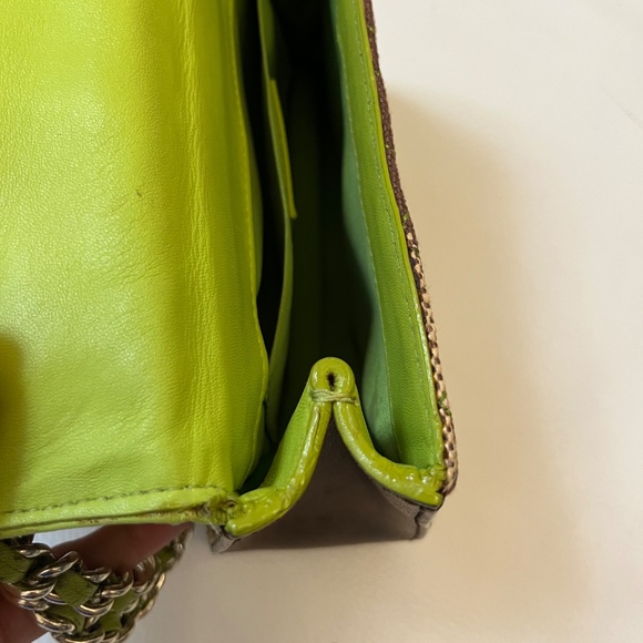 Moschino Cheap and Chic Pineapple Chain Shoulder Bag – Green & Brown Stripes - Picture 13 of 16